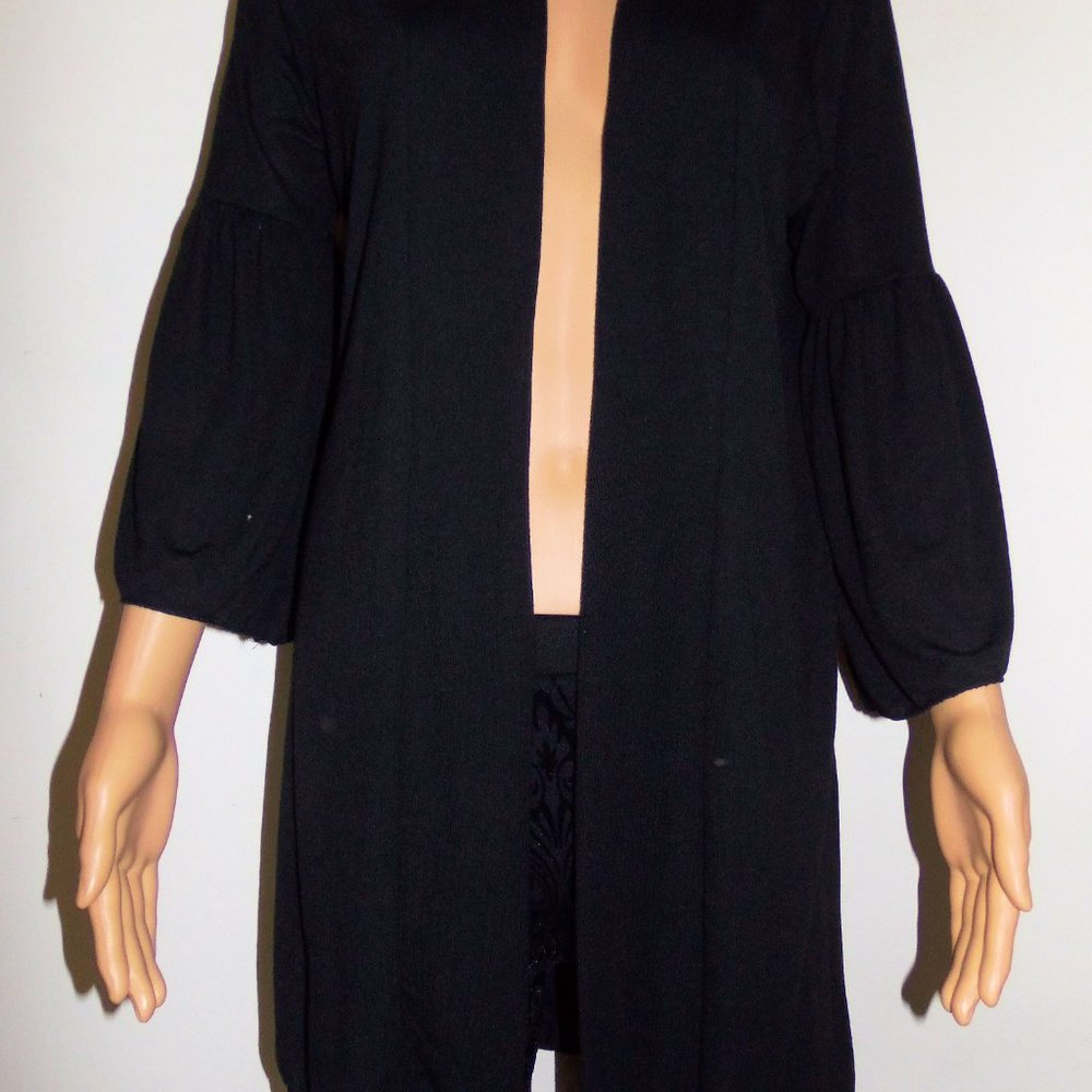 VLD Victoria Leland Designs Lightweight Sweater with 3/4 Bell Sleeves - BLACK